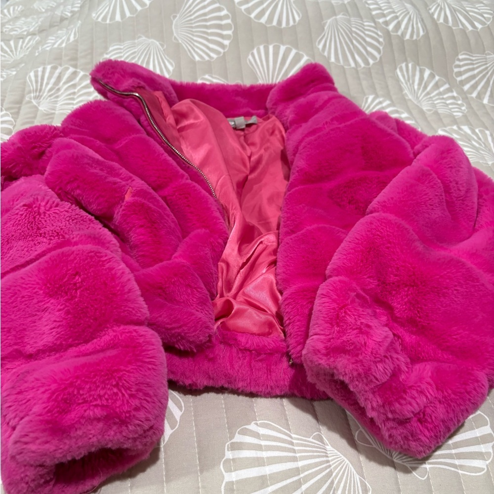 Tractr Hot Pink Faux Fur Jacket